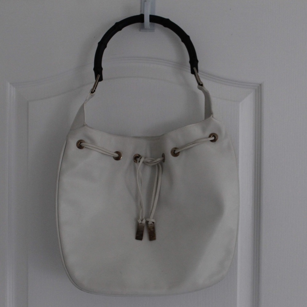 Authentic GUCCI leather with bamboo strap handbag